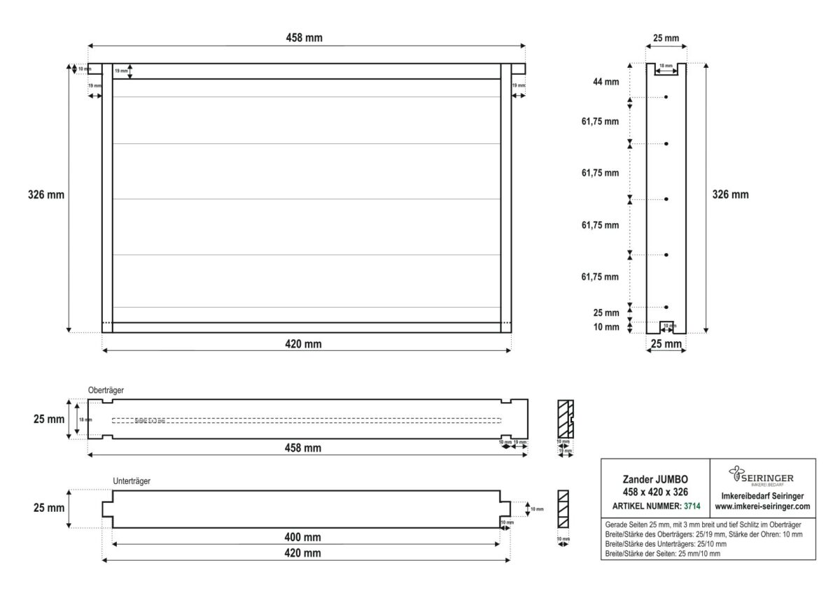 Rähmchen Zander Jumbo - gerade - 458x420x326 – Bild 1