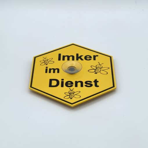 Saugnapfschild "Imker im Dienst"-Wabenform