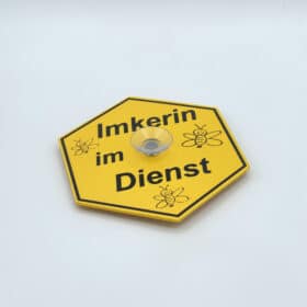 Saugnapfschild "Imkerin im Dienst"-Wabenform