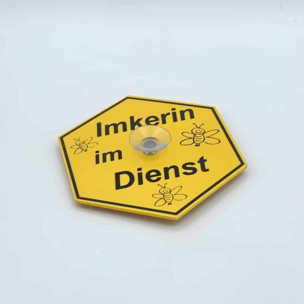 Saugnapfschild "Imkerin im Dienst"-Wabenform