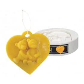 Silikongießform Anhänger Bären auf Herz Ø:85mm - FS321