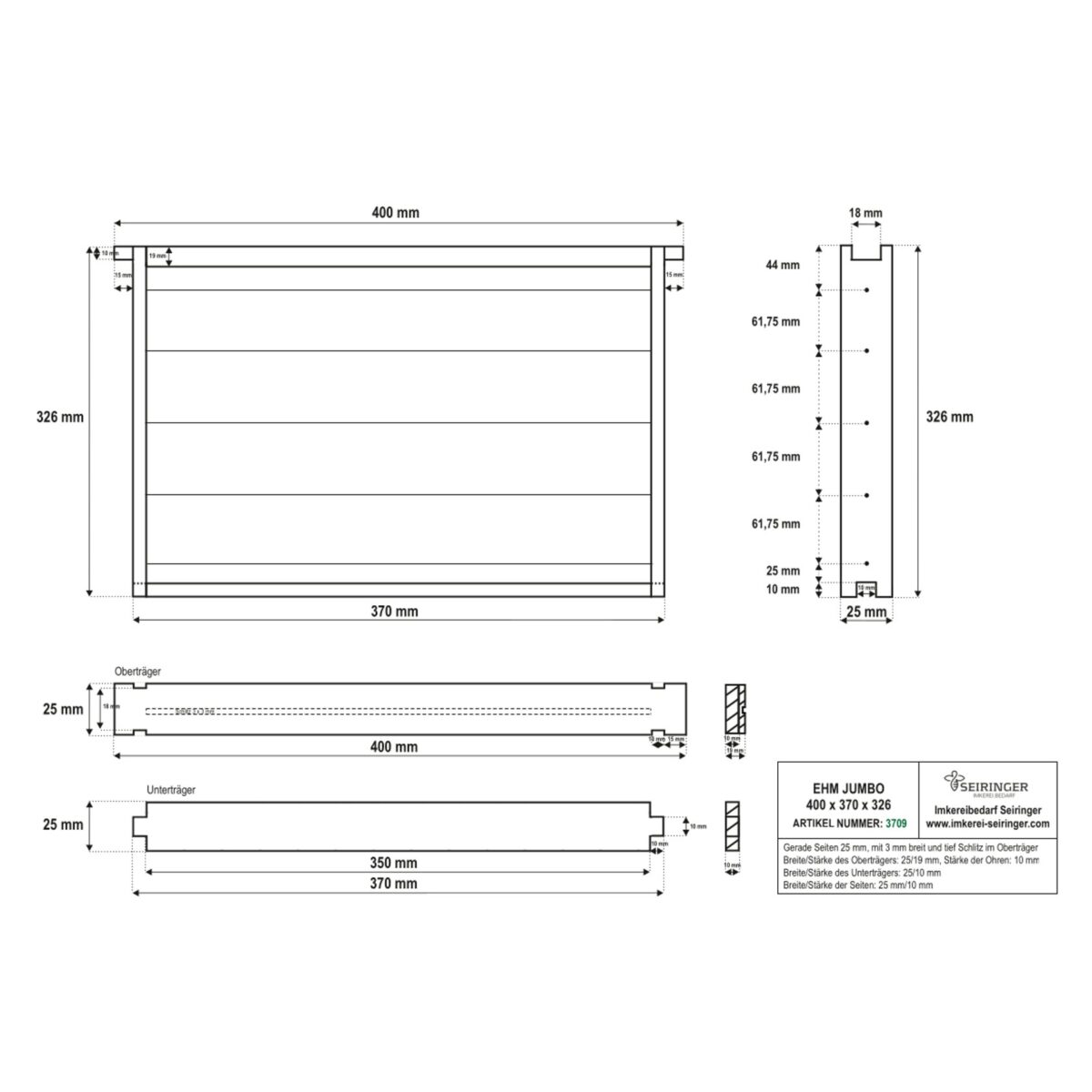 Palette Rähmchen EHM Jumbo  gerade  400x370x326 - 560 Stk. – Bild 2