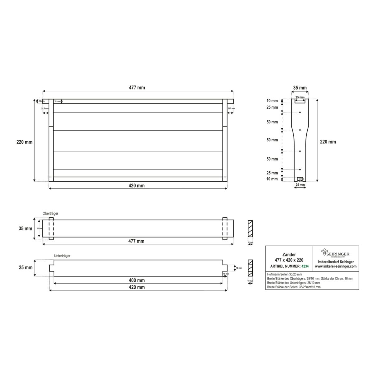 Palette Rähmchen Zander Liebig - Hoffmann - 477x420x220 - 600 Stk. – Bild 2