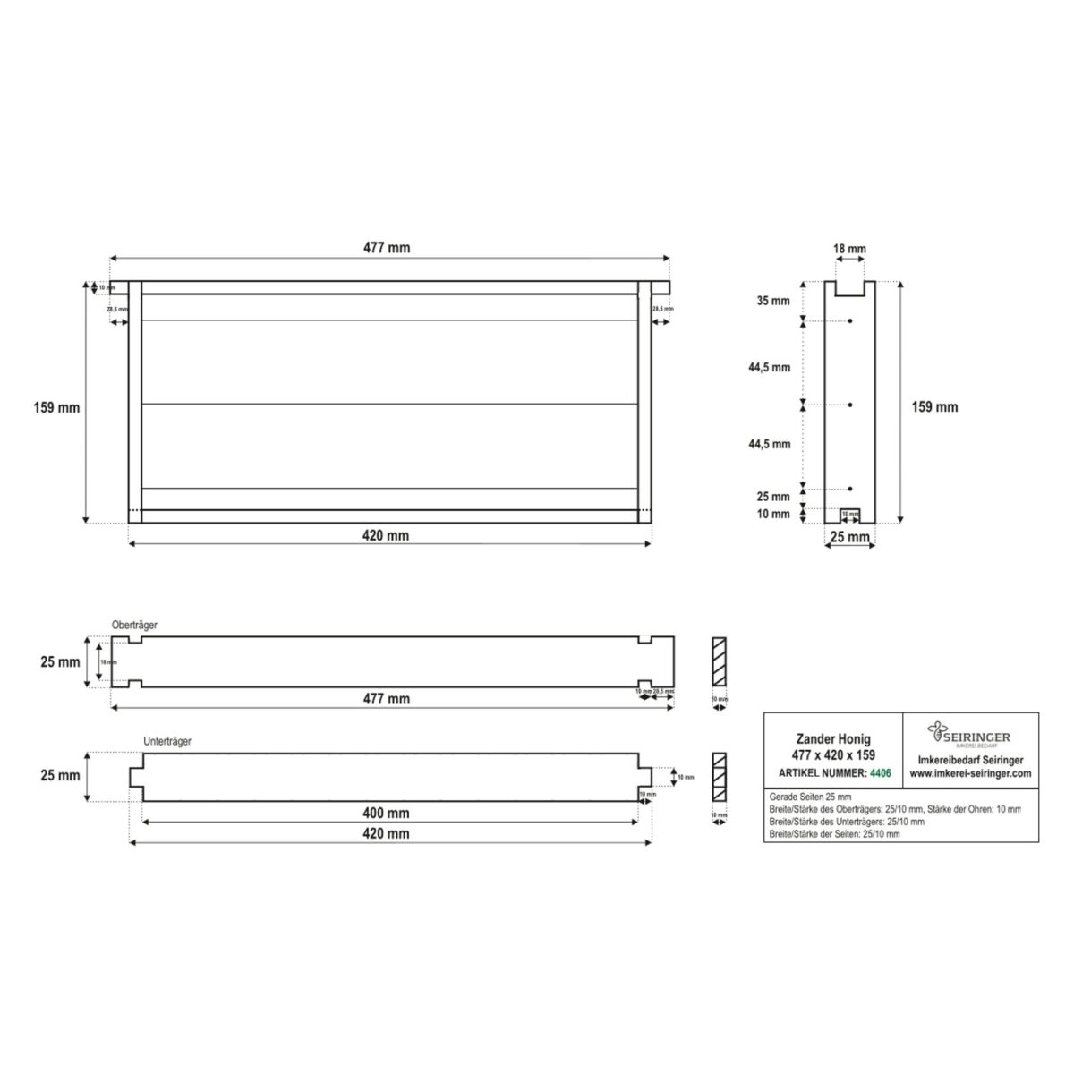 Palette Rähmchen Zander Liebig Flachzarge - gerade - 477x420x159 - 880 Stk. – Bild 2
