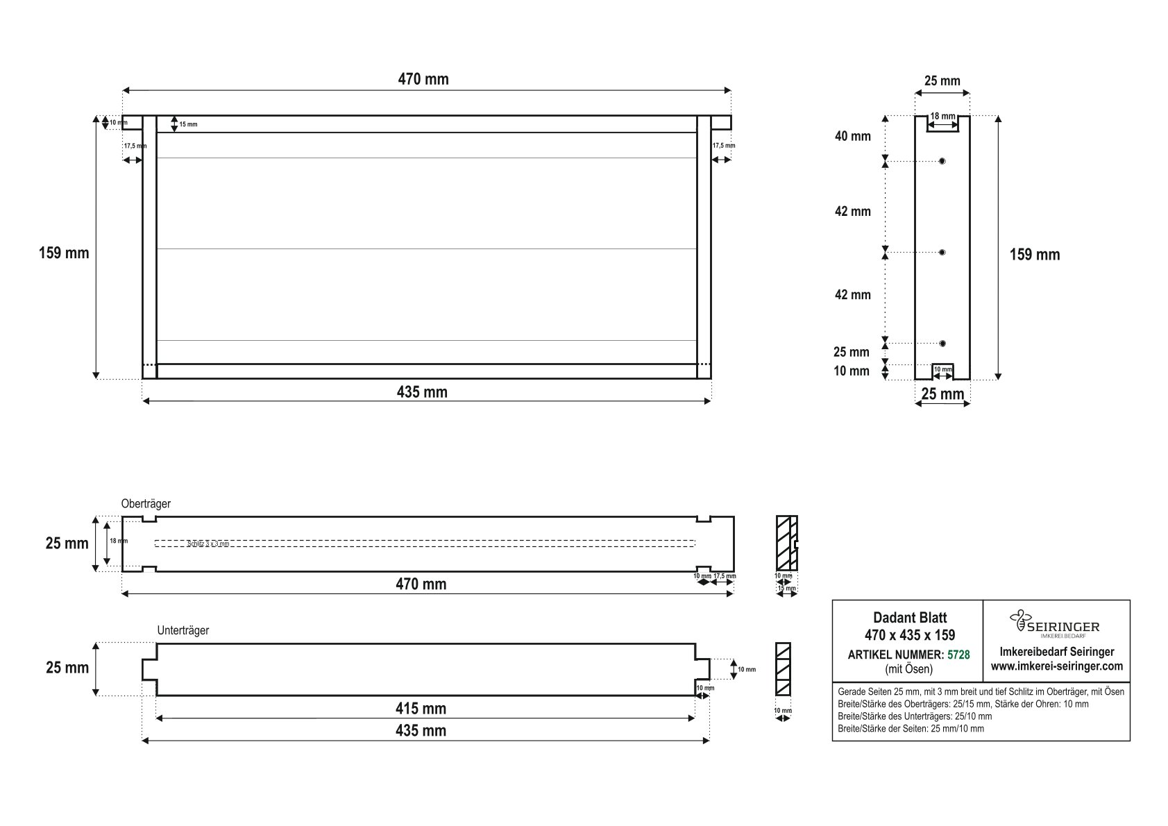 Rähmchen Dadant Blatt – gerade – geöst – 470x435x159 – 20 Stk. Rähmchen Dadant Blatt - gerade - geöst - 470x435x159 - 20 Stk.